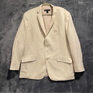 INC International Concepts Classic Cream Blazer Jacket Men XL Linen Ramie Blend